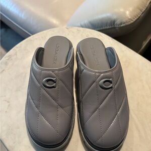 Coach Quilted Gray Slip-On Mules